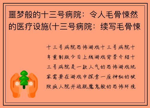 噩梦般的十三号病院：令人毛骨悚然的医疗设施(十三号病院：续写毛骨悚然的医学恐怖故事)